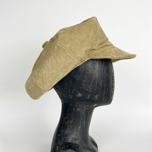 Vintage Leather Newsboy Cap Suede Paperboy Newsie Cabbie Hat Peaky Blinders 90s - Picture 3 of 7